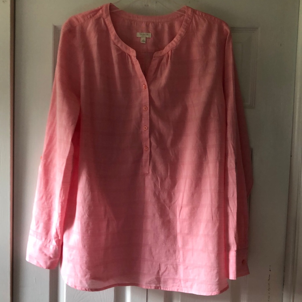 EUC Talbots tab collar cotton pop over top Size L
